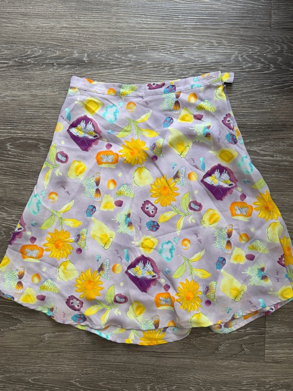 NAF NAF Lavender Midi Skirt with Yellow Floral Print